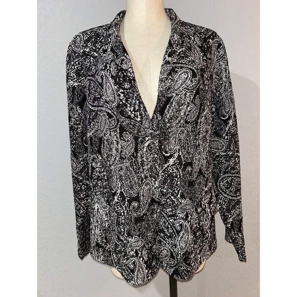 Chico’s Travelers Women’s Size 3/XL Paisley Crinkle Evening Blazer Jacket - Picture 3 of 9